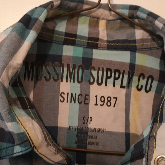 Mossimo Small Blue Plaid Snap Button down shirt - Picture 3 of 4